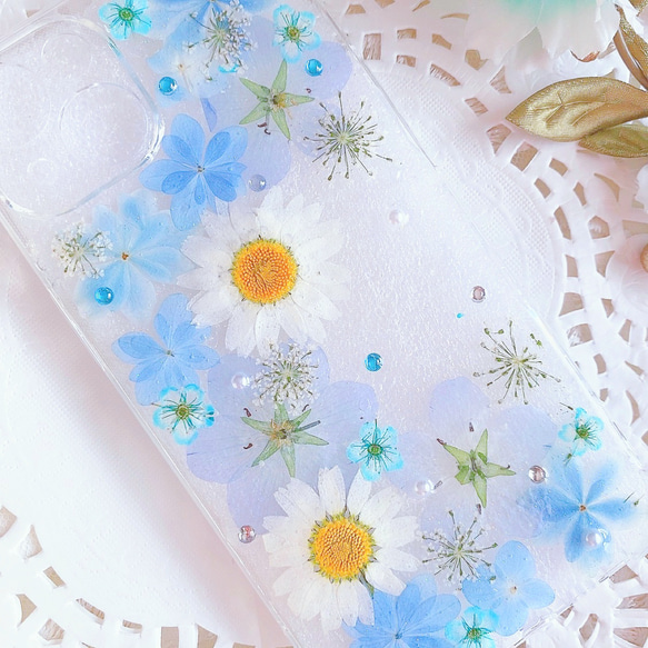 全機種♡早発送♡送料無料♡そらいろ押し花のスマホケース♡Google pixel GALAXY AQUOS 2枚目の画像