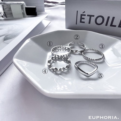 再販×6 【OP 金属アレルギー対応 】 リング 5点 セット シルバー