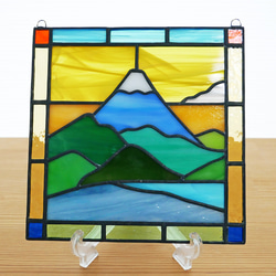 春の富士山のステンドグラスパネル ステンドグラス・パネル(富士山) 187 タペストリー・壁掛け あと