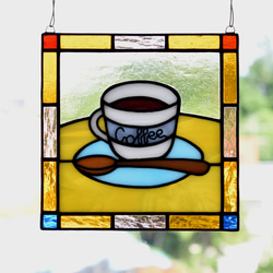 ステンドグラスパネル コーヒー 15cm 6枚目の画像