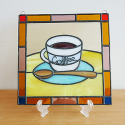 ステンドグラスパネル コーヒー 15cm 2枚目の画像