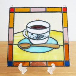 ステンドグラスパネル コーヒー 15cm 5枚目の画像