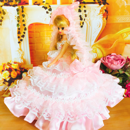 S*h様 リカちゃんハンドメイド服　ピンクと紫のドレス 4764d129b3d17a3a0c8a110dfa6c98