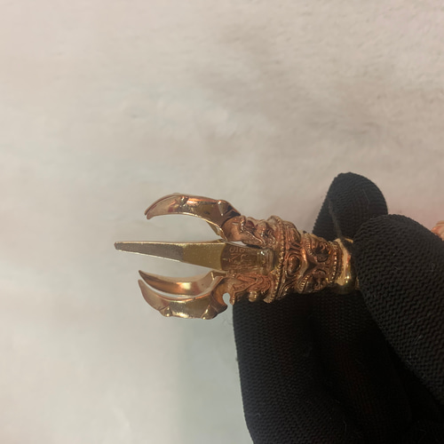 チベット仏教法器 大元憤怒五鈷杵 金剛杵 密教法具 真鍮製 vajra 12cm