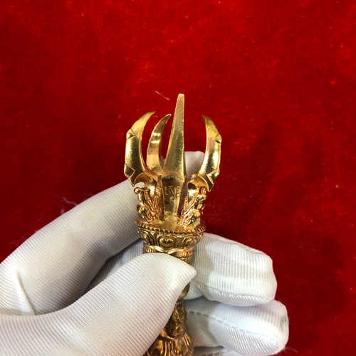 チベット仏教法器 大元憤怒五鈷杵 金剛杵 密教法具 真鍮製 vajra 12cm