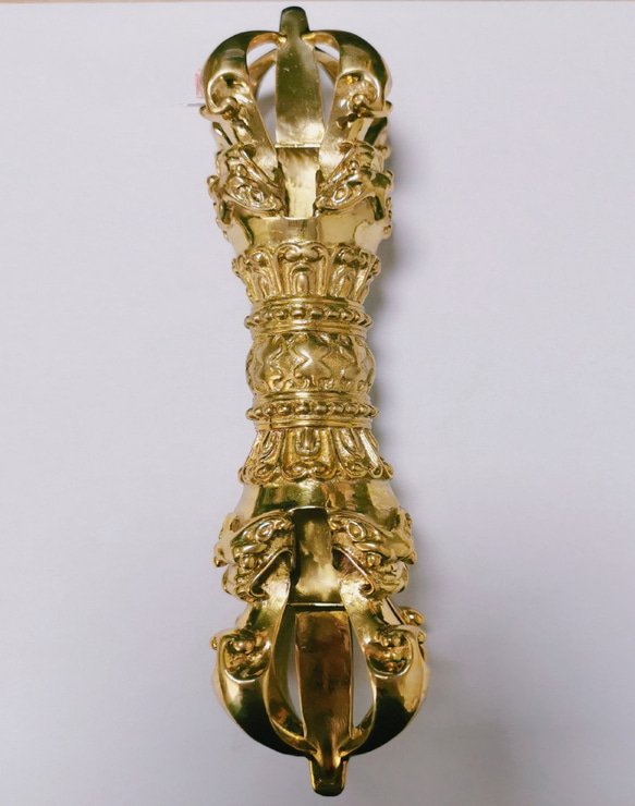 密教法器 宝珠金剛杵 仏教法具 真鍮製 22cm Q