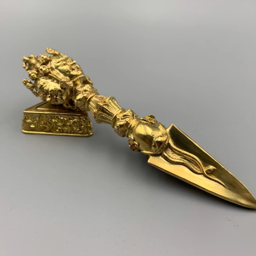 チベット仏教法器 プーバ金鋼撅 金剛杵 真鍮製 vajra 18cmサイズ：180