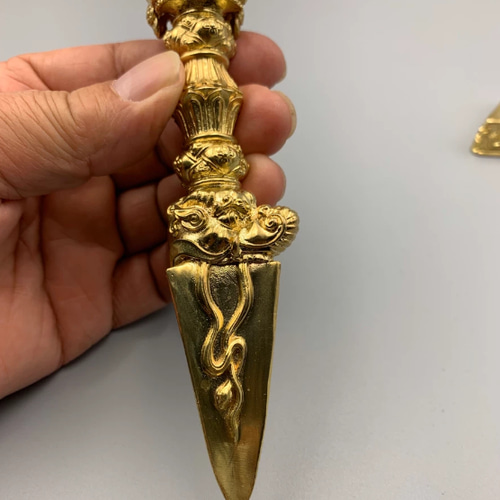 チベット仏教法器 プーバ金鋼撅 金剛杵 真鍮製 vajra 18cm