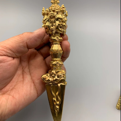 チベット仏教法器 プーバ金鋼撅 金剛杵 真鍮製 vajra 18cm