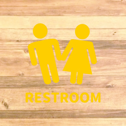 【トイレサイン・トイレマーク】手を繋いでる男女でRESTROOMトイレサインステッカー♪TOILET・RESTROOM 8枚目の画像