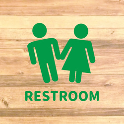 【トイレサイン・トイレマーク】手を繋いでる男女でRESTROOMトイレサインステッカー♪TOILET・RESTROOM 7枚目の画像