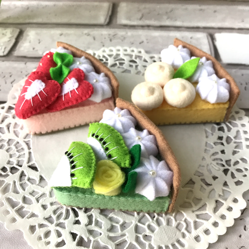 受注制作◎フェルトおままごと◎フルーツタルトケーキセット◎送料無料