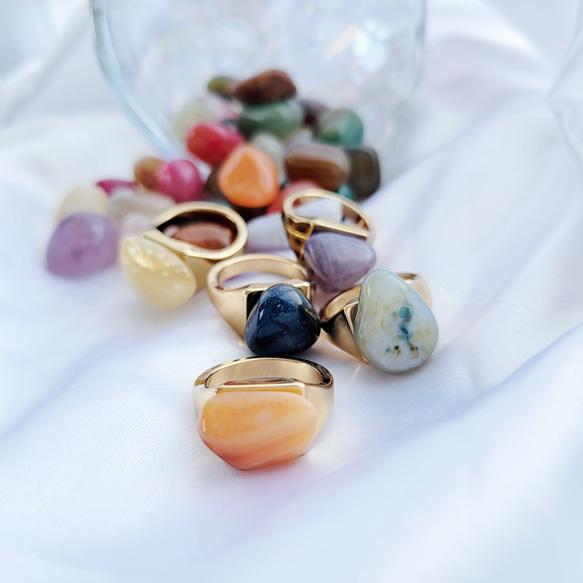 Chocolat〉天然石タンブル/リング 指輪・リング nevsee.〈ネヴァシー