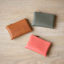 ジグザグ手縫いのミニ財布 (オールドピンク)◆イニシャル刻印・ラッピング無料◆本革◆ギフト 5枚目の画像