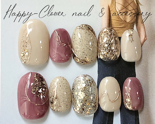 ☆ジュネル☆ハーティージュネル　ピンク　オーバルショート マグネットネイルチップ 【バラ•ピンク】 *ショートオーバル