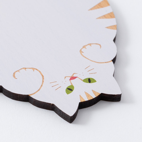 猫雑貨・ねこまみれ｜木製コースター/プレート【 腹見せ】 コースター