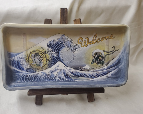 富嶽36景&風神雷神画 高級ウェルカムボード33cm イーゼル付 富嶽36景&風神雷神画 高級ウェルカムボード33cm イーゼル付 表札