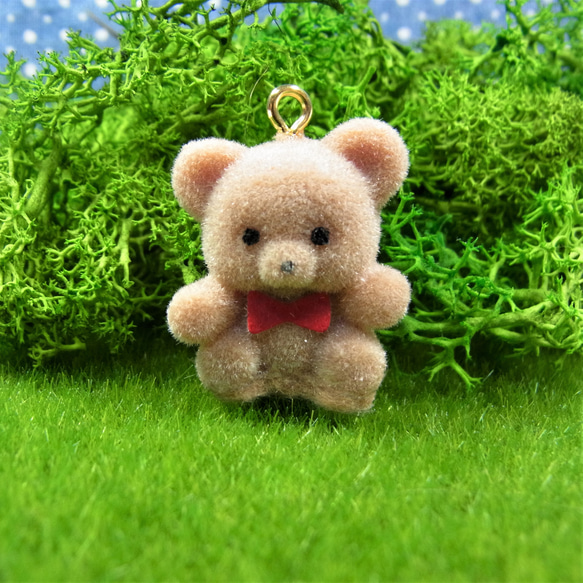 くまさんチャーム フロッキー加工 カン付き チャーム フィンヌ