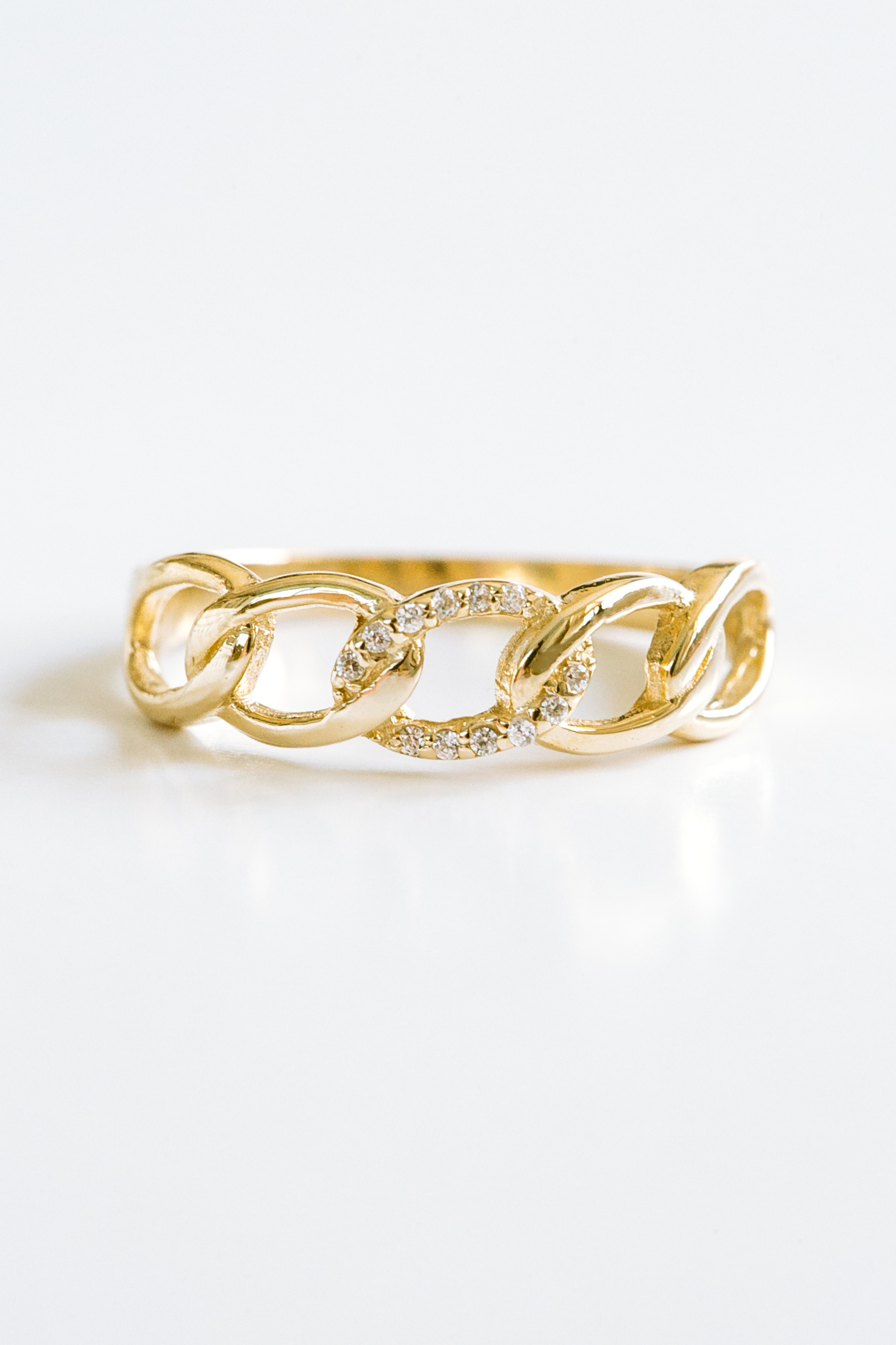 14K金 ゴールド Cz サム ミドル インデックス ファランジ ジュエリ 女子 地金 アニバーサリー ピンキーリング