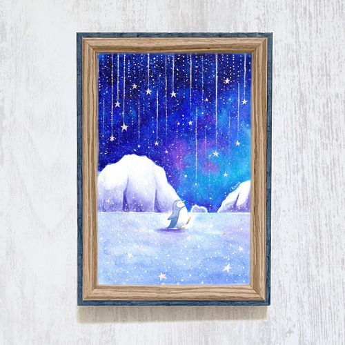 受注制作】星降る夜に【ペンギン】 絵画 kuro 通販 14401535