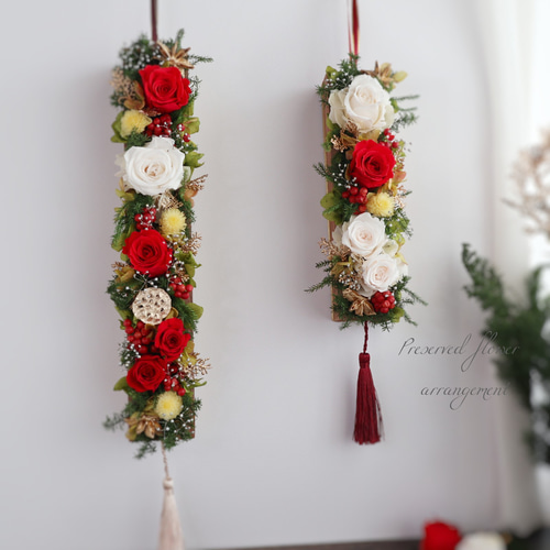 プリザーブドフラワー 薔薇の木箱アレンジ 30cm ❁ お正月 クリスマス