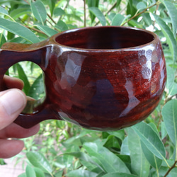 縞紫檀の一木彫りコーヒーカップ 2枚目の画像