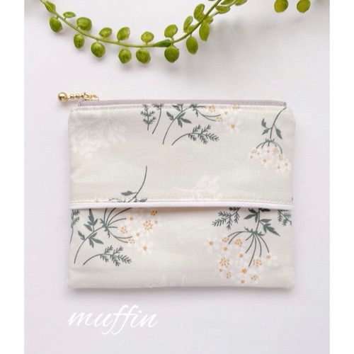 ✿︎再販✿︎レースフラワー柄のポケットティッシュケース付き