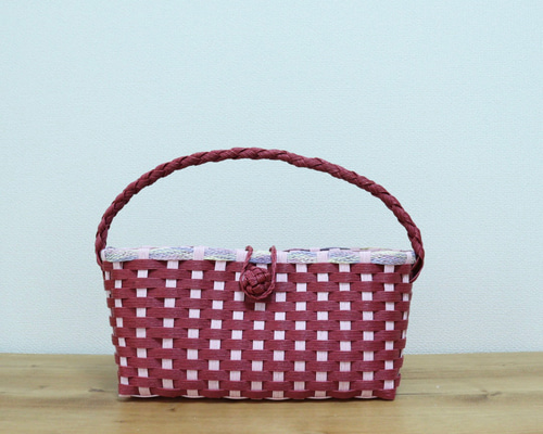 クラフトバンド> 手編みかごバッグ 犬散歩用バッグ かごバッグ