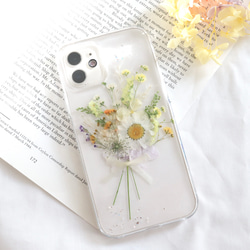 ビタミンカラーのnaturalブーケ 押し花スマホケース iPhone13Android Galaxy Xperia 2枚目の画像