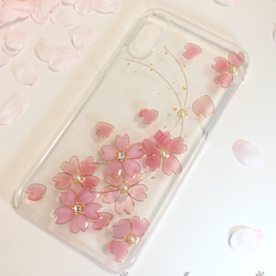 お気に入り300突破！！風舞う花 〜 春風舞い散る桜 〜 スマホケース　【受注制作】 1枚目の画像