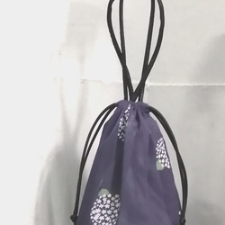 【受注制作】オリジナルプリント◆紫陽花のシフォンショルダーバッグ　巾着　ポーチ　JON 6枚目の画像