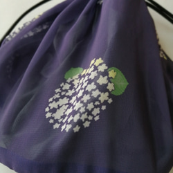 【受注制作】オリジナルプリント◆紫陽花のシフォンショルダーバッグ　巾着　ポーチ　JON 5枚目の画像