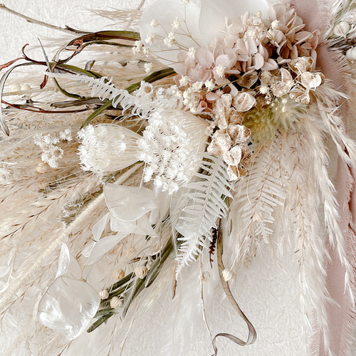 パンパスグラス◇スワッグ◇横長スワッグ パンパスグラスの横向きスワッグ ホワイトベージュ ドライフラワー