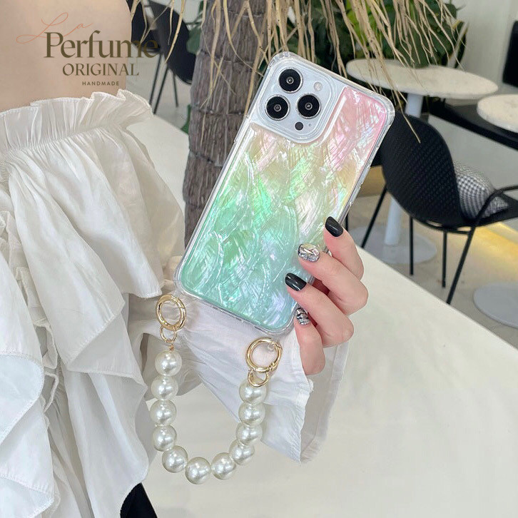 天然シェル♡キラキラ✨ビタミンカラー♡天然パールチェーン iPhoneケース 天然シェル♡キラキラ✨ビタミンカラー♡天然パールチェーン iPhoneケース