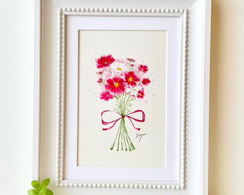 【額縁あり】秋桜(コスモス)の陶器作品 H】油彩画 池畠昇 作 1990年 秋桜 コスモス 額縁 - メルカリ