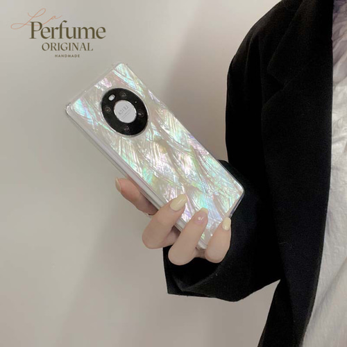 天然シェル♡キラキラ ワイヤレス充電 ホワイト オリジナルケース スマホケース キラキラ天然シェル✨ホワイト Huawei ファーウェイ オリジナル