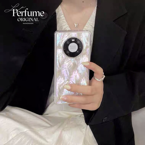 アパレル通販サイトランキング キラキラ天然シェル✨ホワイト オリジナル ファーウェイ Huawei iPhoneアクセサリー