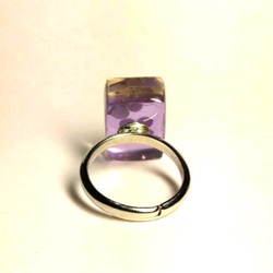 《一点物》麻雀牌　指輪　クリアパープル　スワロフスキー　紫　透明　リング　11号　麻雀牌アクセサリー　パープル 2枚目の画像