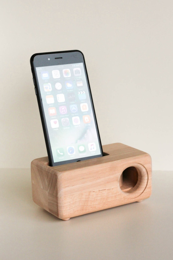 木製iPhone用スピーカーAcoustic iPhoneWoodSpeaker スマホスタンド