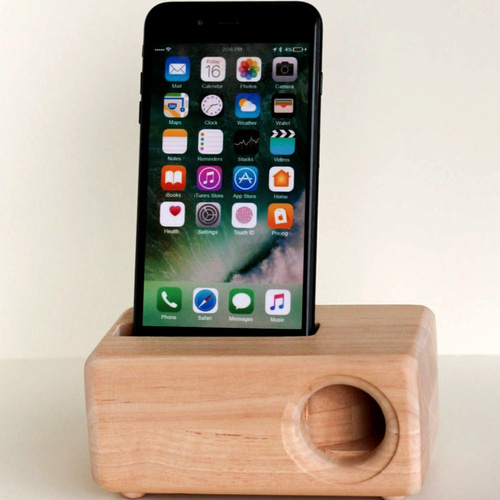 木製iPhone用スピーカーAcoustic iPhoneWoodSpeaker スマホスタンド