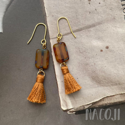 Irodori tassels(Caramel)ピアス　イヤリング変更可 1枚目の画像