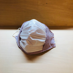 くすみカラー　2way 立体マスク　マスクカバー　コットンレース 2枚目の画像