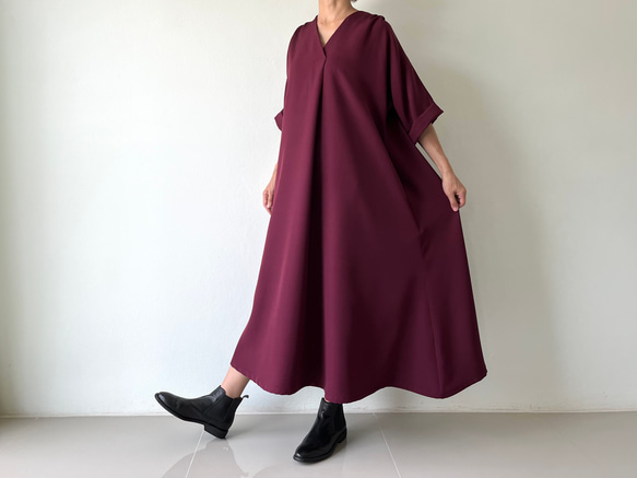 美品♡ババグーリ コットン オーバーサイズフレアワンピース 身幅ゆったり M 紫 日常着なのに特別感。ドラマティックに揺れる存在感大のフレアマキシ