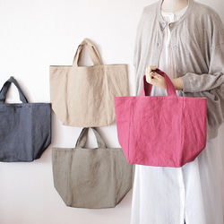 Linen vintage washed tote・ヴィンテージワッシャー加工 トート 1枚目の画像