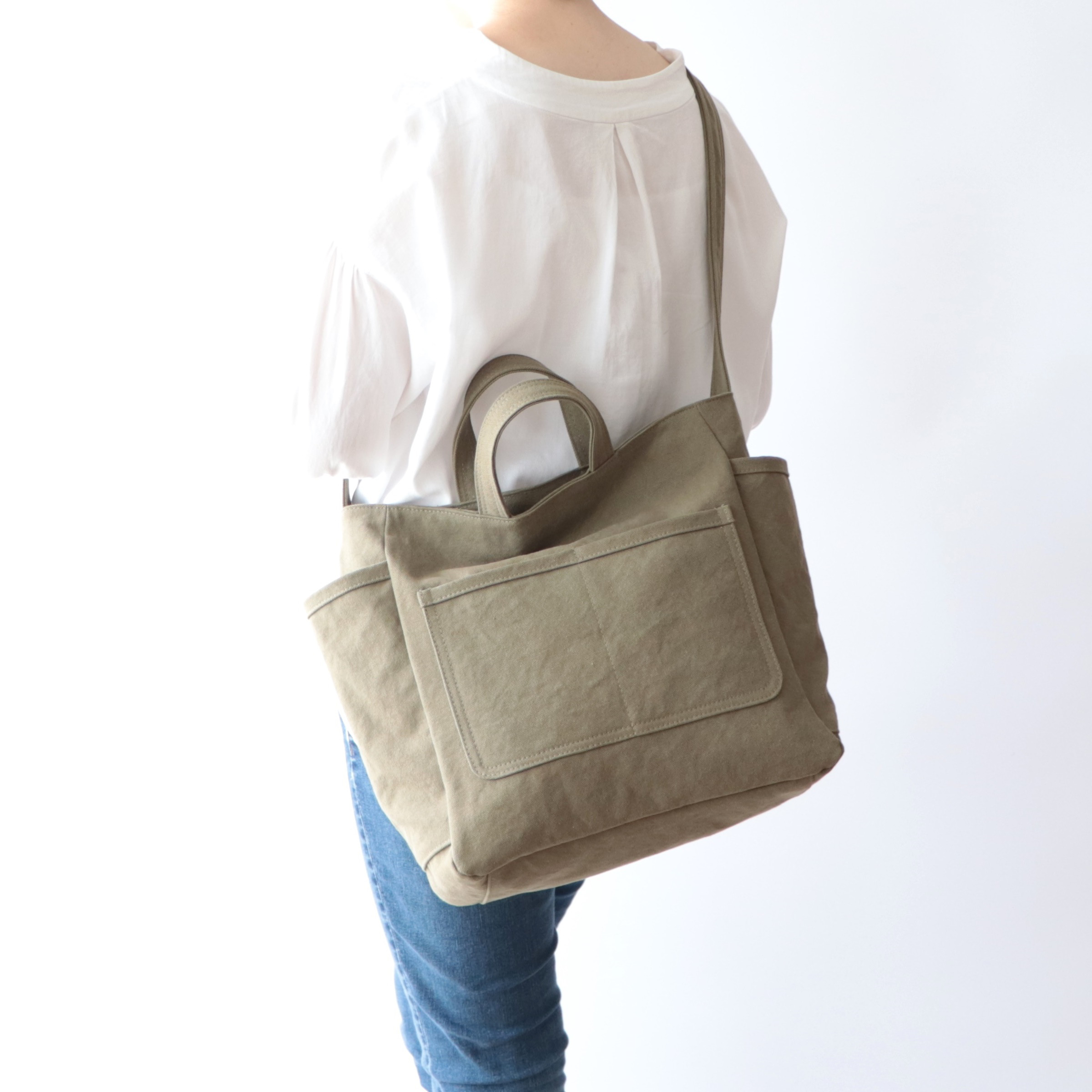 ラフショルダー＊柔らかく体に馴染む２Way大容量（オリーブカーキ）
