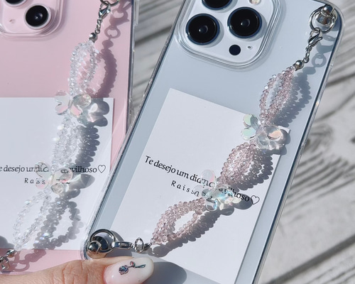 キラキラチェーン×蝶々 クリアケース お花ケース フラワーケース