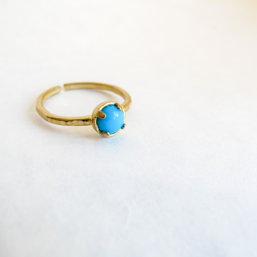 天然石ターコイズ真鍮リング（5mm・キングマンターコイズ） 指輪 