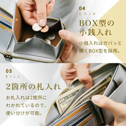 本革 二つ折り財布 ラウンドファスナー 【ブラック】【送料無料】（st-w1090） 7枚目の画像