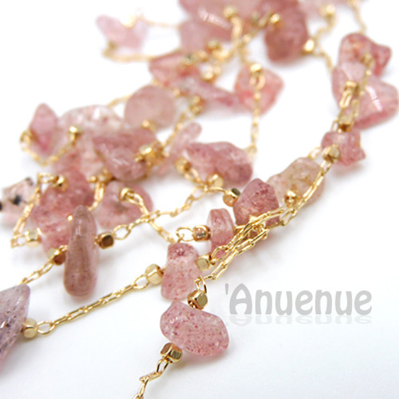 Natural Stone chain /天然石チェーン【 Pink color 】 20cm 1枚目の画像