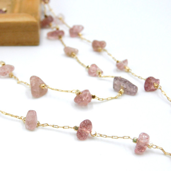 Natural Stone chain /天然石チェーン【 Pink color 】 20cm 3枚目の画像